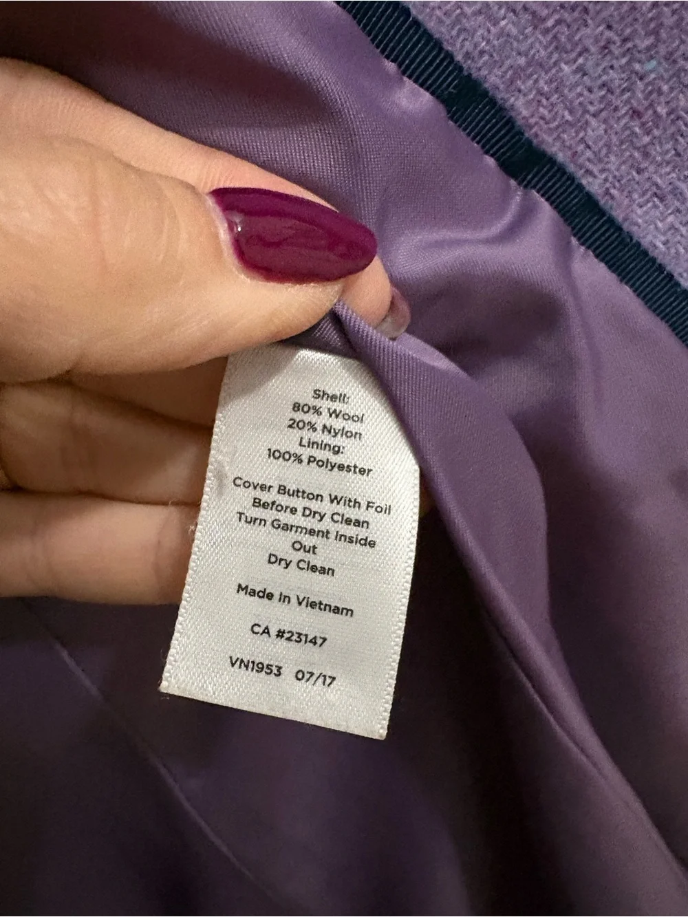 Talbots Lavender Wool-Blend Girls' Pea Coat with Ruffle Trim